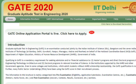 GATE 2020 Registration for J&K Students 