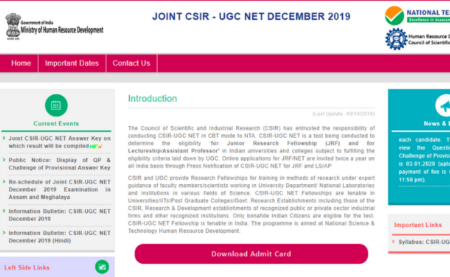 CSIR UGC NET December 2019 Exam Final Answer Key 