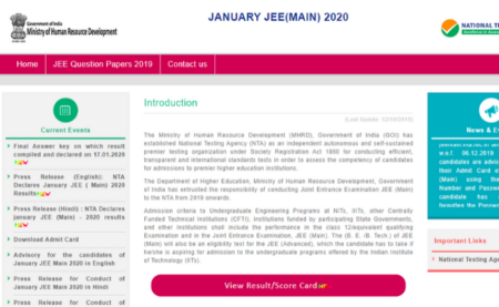 JEE Main January Final Answer Key 2020 