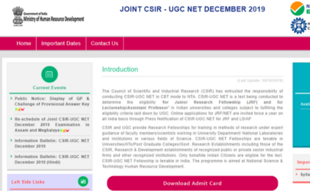 NTA CSIR-UGC NET answer key 2019 